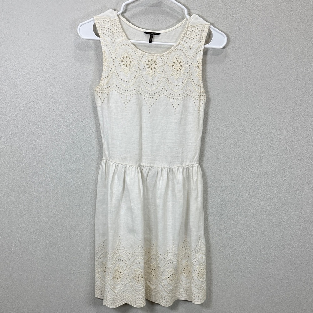 Massimo Dutti broderie anglaise‎ sleeveless dress linen costal shabby chic